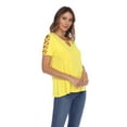 thumbnail image 2 of White Mark Women's Keyhole Neck Cutout Short Sleeve Top, 2 of 6