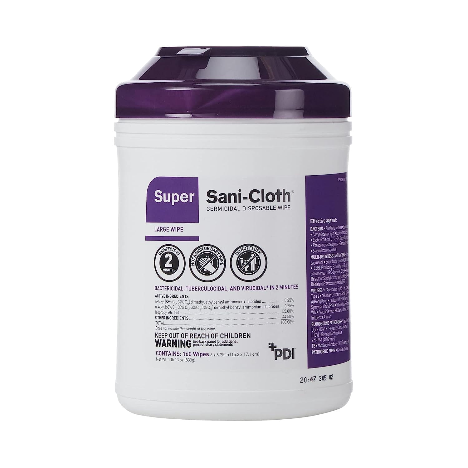 Professional Disposables Surface Disinfectant Super Sani-Cloth Wipes, 160 Count (2 Pack)