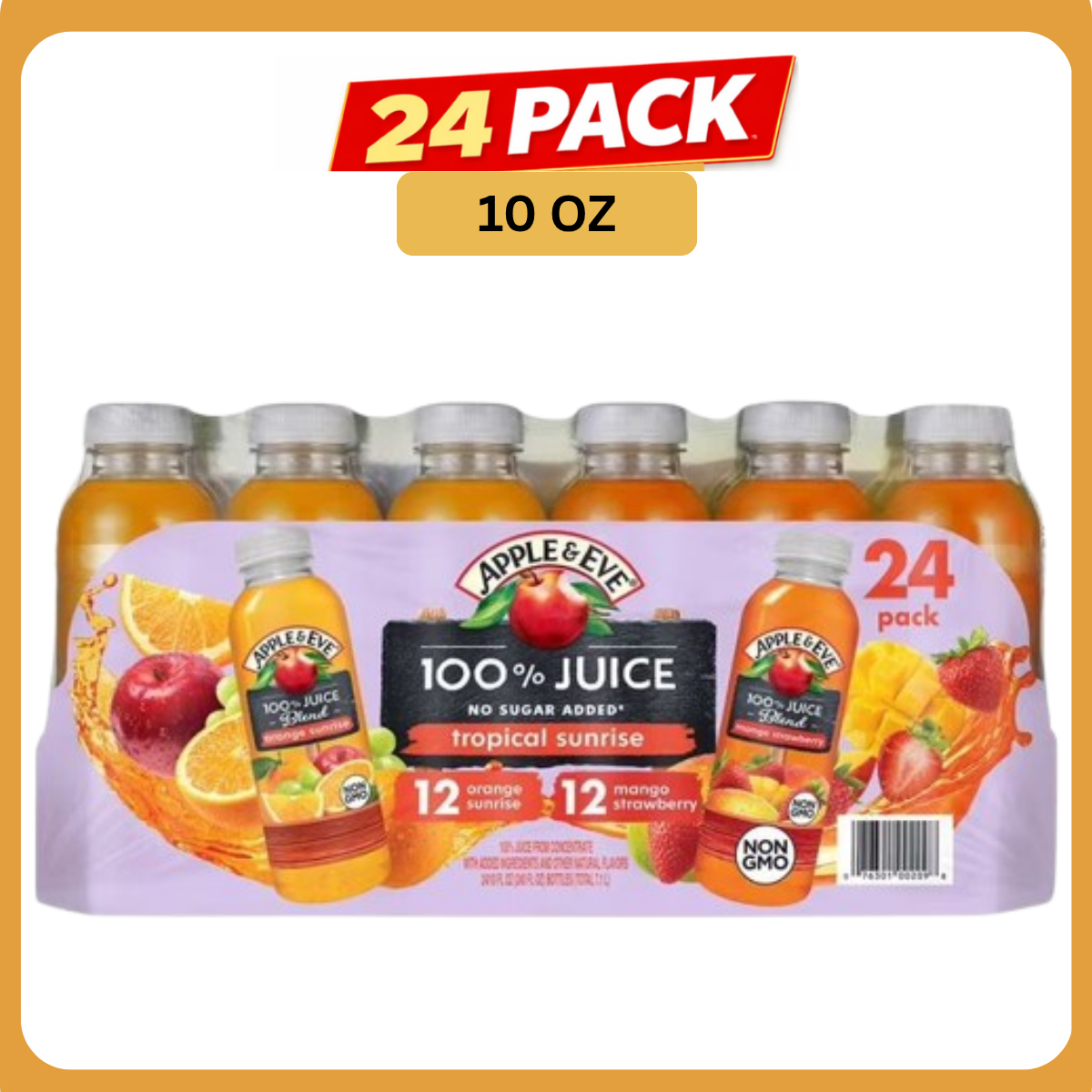 Apple & Eve 100% Juice Tropical Sunrise Variety Pack, 10 fl oz Bottles, 24 Pack – Fruit Juice for Kids & Family