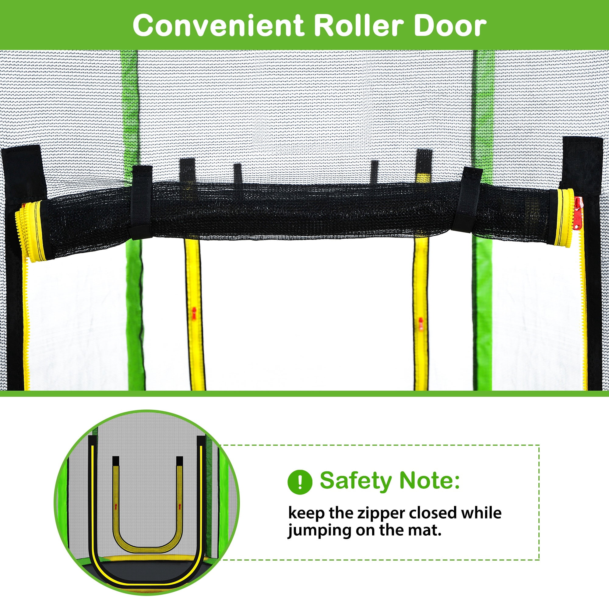 7ft Trampoline for Kids, Trampoline with Safety Enclosure Net, Outdoor Trampoline with Slide & Ladder and Soft Pad, 220lbs Capacity, Easy Assembly, Indoor Use, Green