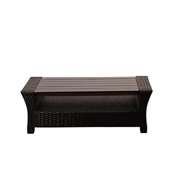 SC SAIGON-COFFEE Atlantic Staffordshire Black Wicker Coffee Table with Plastic Wood Top