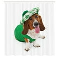 thumbnail image 2 of Ambesonne Dog Lover Shower Curtain, Funny Irish Puppy in Hat, 69"Wx84"L, Fern Green Brown White, 2 of 4