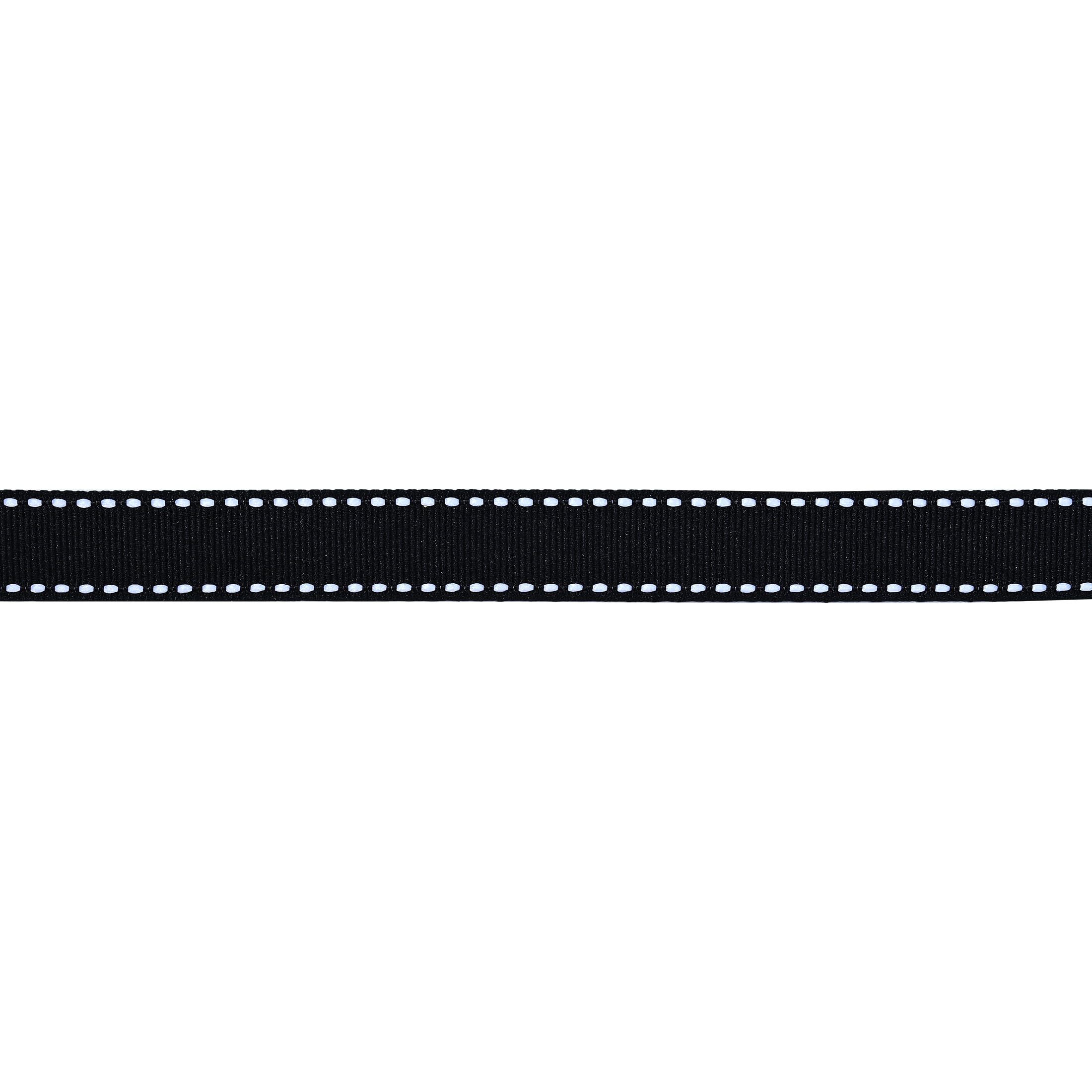 Gwen Studios 5/8" White Saddle Stitch on Black Grosgrain Ribbon, 3 yards