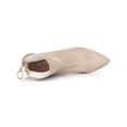 thumbnail image 4 of BLISSFUL STEP Women's Boots Pointy Toe Back Zip Block Heel Ankle Boots Beige 6, 4 of 7