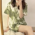 thumbnail image 3 of Conjunto de pijama de manga corta para mujer, ropa de dormir sencilla de estilo coreano para adolescentes, informal, para el hogar, suave, para uso diario, Verano, 3 of 4