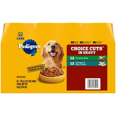 PEDIGREE CHOICE Cuts in Gravy Stew, Chicken & Rice Wet Dog Food Variety Pack, (24) 13.2 oz. Cans