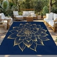 thumbnail image 3 of Fsddascl Navy Blue Yellow Spring Floral Outdoor Rug for Patio/Deck/Porch, Non-Slip Large Area Rug 4 x 6 Ft, Abstract Blossoms Botanical Indoor Outdoor Rugs Washable Area Rugs, Camping Rug Carpet, 3 of 5