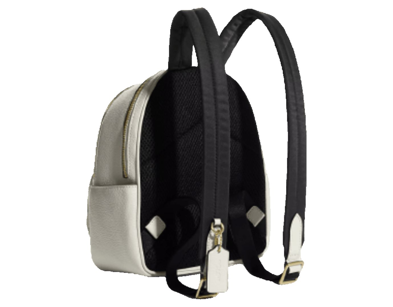 coach backpack white with black words West Varsity Stripe this backpack features an inside tech sleeve Mini Backpack Pink Small Coach