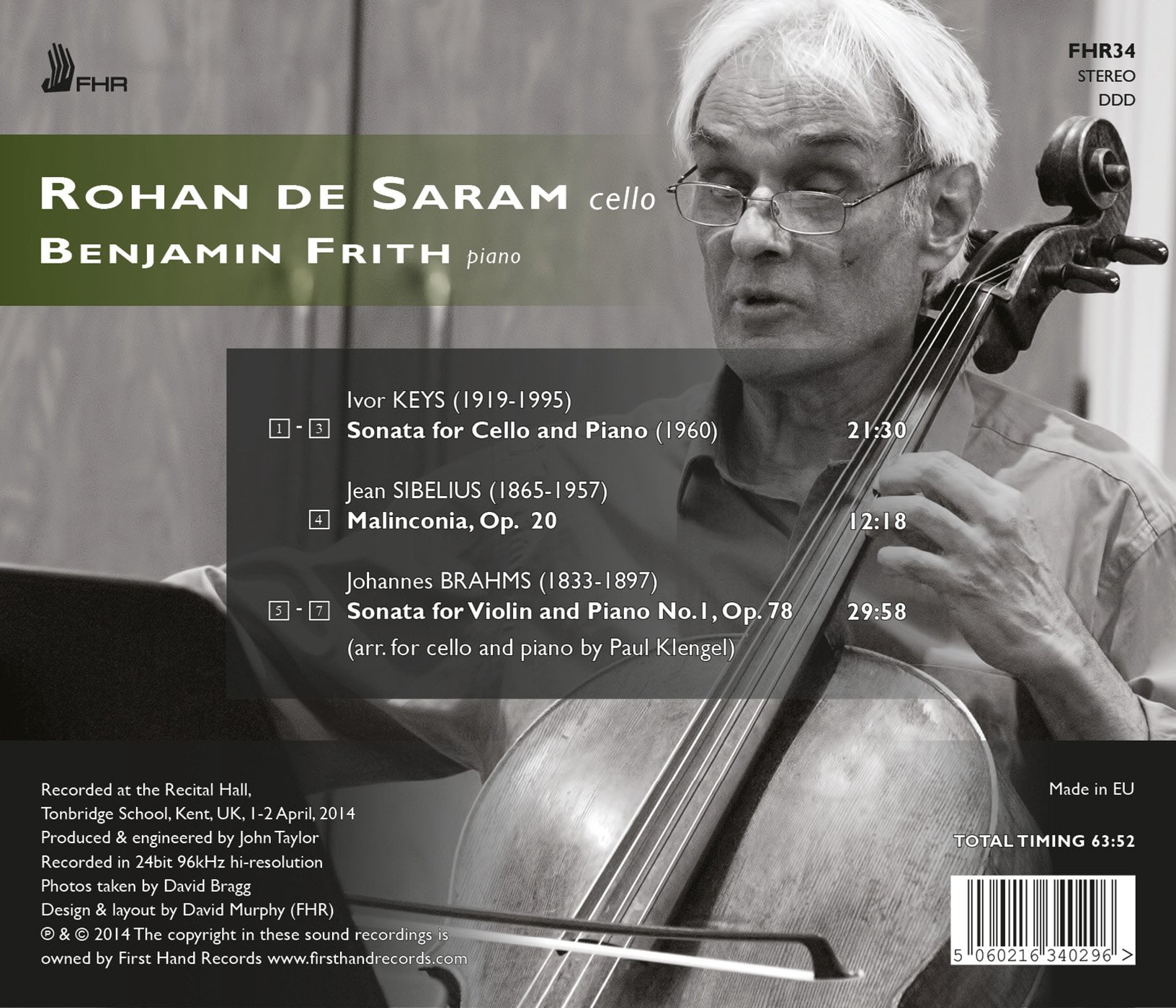 Keys / Sibelius / Brahms / Frith - Cello Sonata - Music & Performance - CD