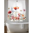 thumbnail image 5 of Pastoral Flowers Sheer Curtains 63 inches Long 2 Panels Set Colorful Daisy Floral Leaves Watercolor Sheer Window Curtain Rod Pocket Voile Drapes for Living Room/Bedroom, Each 52" W x 63" L, 5 of 7