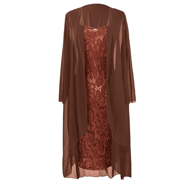 stanreset 1/2/3 Sequin Dress Two-Piece Cardigan Lace Attractive Set Beach Prom Washable Elasticity Softness Multicolored Solid Color Wine/2XL 1 Pc