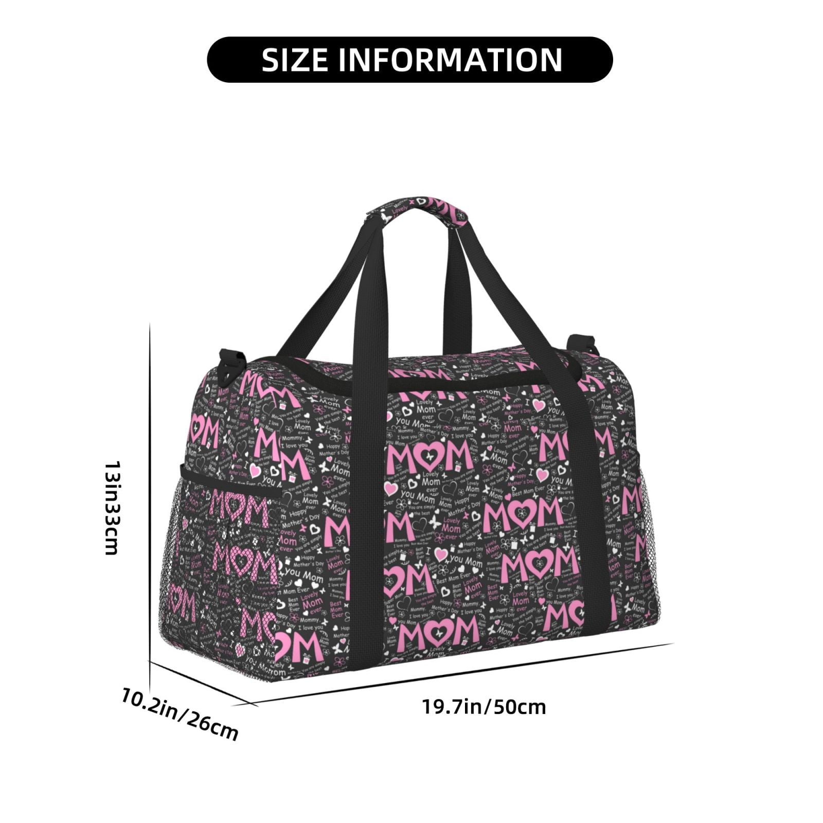 Fuzoiu Lovely Mom Ever Print Travel Duffle Bag,Carry On Tote Bags,Duffel Bag,Sport Gym Bag, Hospital Bag for Labor and Delivery, Overnight Bag,Luggage Bag