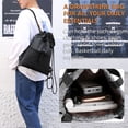 thumbnail image 5 of PlasMaller Drawstring Bag Gym with Pockets Sports Sack with Handle Drawstring Backpack Travel for Men Women (Black), 5 of 6