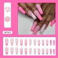 thumbnail image 2 of Fofosbeauty 24pcs Press on False Nails, Long Coffin Fake Acrylic Nails, Rose Red Glitter French White Irregular English, 2 of 9