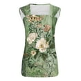 thumbnail image 4 of ZQUUVOU Tank Top For Women Square Neck Lace Sleeveless Printied Tops (Olive Green,S), 4 of 5