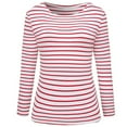 thumbnail image 3 of Blouses for Women Dressy Casual Striped Color Block Long Sleeved Crewneck Pullover Tunics Stretch Comfy Classic Fit Tee Blouses, 3 of 4