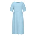 thumbnail image 4 of Bigersell formal Dresses for Teens Women's Summer Fashion Round Neck Short Sleeve Solid Color Loose Dress Female Spring Dresses Women Fit & Flare Dresses, Style 4719, Light Blue XXL, 4 of 8