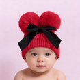 thumbnail image 2 of Krdevn Baby Knitted Hat Double Bowknot Winter Cap for Toddlers Soft Warm Thick Yarn Cold Weather Beanie,6-36 Month, 2 of 4