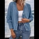 thumbnail image 5 of Cárdigan con Botones y Ribete de Perlas para Mujer, Suéter de Punto con Cuello en V y Larga, Moderno y Versátil. Azul L, 5 of 8