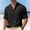Black1, variant on Kojanyu Men's Solid Cotton-Linen Blend Three-Quarter Sleeve Half V-Neck Button-Up Pullover Top Basic Casual Shirt S-XXL