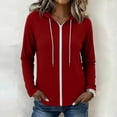 thumbnail image 3 of Ozmmyan Womens Lightweight Zip Up Hoodie Long Sleeve Drawstring Hooded Jacket Casual Solid Color Thin Coat, 3 of 6