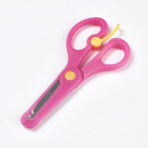 Stainless Steel and ABS Plastic Scissors Safety Craft Scissors for Deep Pink 13.5x6.2cm