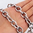 thumbnail image 3 of QQTDFG Huge 8/11/13/15mm Stainless Steel Rolo Oval Link Mens Chain Necklace or Bracelet-Silver-13mm-10.5inch bracelet, 3 of 9