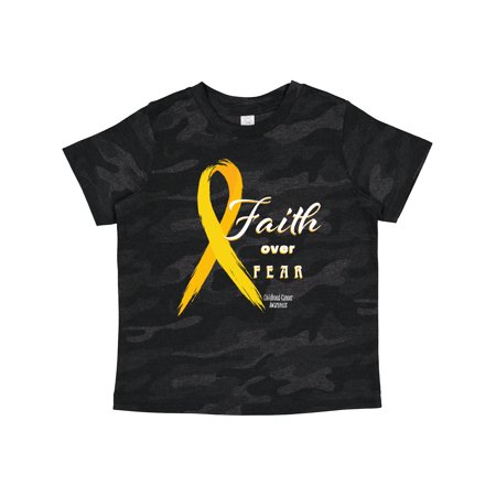 

Inktastic Faith over Fear Childhood Cancer Awareness and Yellow Ribbon Gift Toddler Boy or Toddler Girl T-Shirt