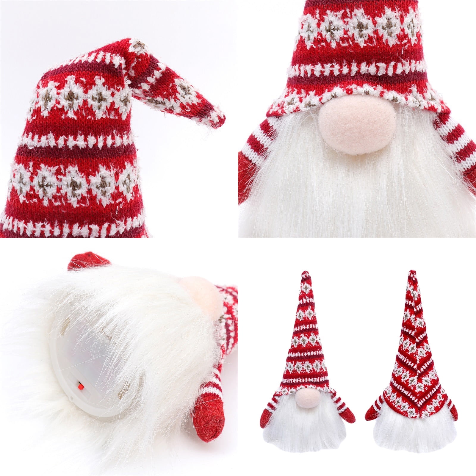 Christmas Lights Gnome with Xmas Song Decorations, 2024 Xmas Ornaments Gift, Scandinavian Doll Figurine, Swedish Tomte Santa Handmade, Holiday Party Crafts, 10 inch, Red