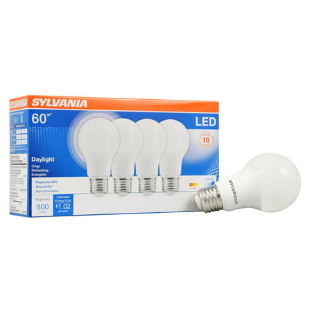 Sylvania LED Light Bulb, 60W Equivalent, A19, Daylight 5000K, 4