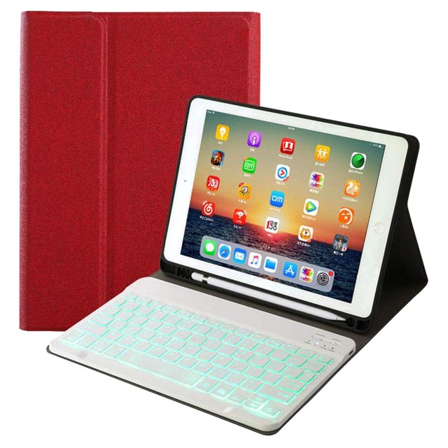 CAROOTU Clavier Étui en Cuir Rétroéclairé Couverture Folio Clavier Sans Fil Bluetooth pour iPad 10.2 2019