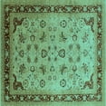 thumbnail image 1 of Ahgly Company Machine Washable Indoor Square Oriental Turquoise Blue Traditional Area Rugs, 6' Square, 1 of 4