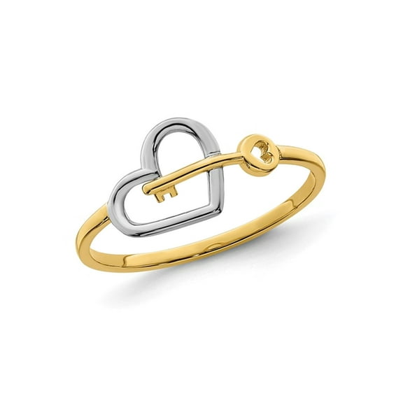 Gem & Harmony 14K Yellow Gold Key and Heart Ring for Women