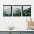 thumbnail image 2 of PixonSign Framed Canvas Print Wall Art Set - Mist Over Pine Tree Forest Mountain Art - Set of 3 Nature Wilderness Landscape Artwork Modern Art Rustic Wall Décor -12"x16"x3 Panels Black, 2 of 5