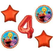 Sesame Street Elmo and Friends 4th Happy Birthday Foil Balloon Bouquet Party Balloons