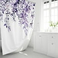 thumbnail image 2 of Purple Eucalyptus Shower Curtain - Watercolor Plant Leaves Floral Fabric Shower Curtain Set with Plastic Hooks, Water Resistant, Natural Botanical Spring Cloth Shower Curtains for Bathroom, 72x72, 2 of 6
