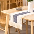 thumbnail image 4 of Corredor de escritorio Macrame Tabla Runner STYLE RUSTIC STYLE BARRILLO HUEBLO WOVENED PARA COMEDOR BOÓNO BLUE11.8 × 86.6inch Blue11.8 × 86.6inch Magideal Corredor de escritorio, 4 of 6