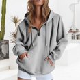 thumbnail image 5 of Yokua Women's Oversized Hooded Quarter Zip Long Sleeve Sweatshirt Fashion Solid Color Pullover, 5 of 9