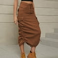 thumbnail image 5 of Yuwull Women's Cargo Skirts Trendy Summer Denim Skirts with Pocket Casual Mid-length Skirt Wrap Bodycon Skirts, 5 of 8