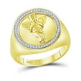 thumbnail image 2 of 10kt Yellow Gold Mens Round Diamond Angel Cherub Circle Frame Ring 1/6 Cttw, 2 of 2