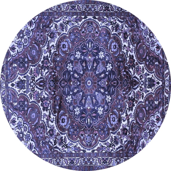 Ahgly Company Machine Washable Indoor Round Persian Blue Traditional Area Rugs, 5' Round