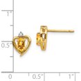 thumbnail image 4 of 14K Yellow Gold Citrine And Diamond Heart Earrings (17 X 10) Made In India xbs505, 4 of 5