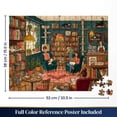 thumbnail image 3 of Cozy Cat Cafe Bookstore Jigsaw Puzzle for Adults 500 Pieces, Charming Illustrated Art Style, Premium Thick Cardboard with Matte Finish, Perfect Gift for Cat and Book Lovers, 3 of 8