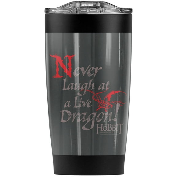 The Hobbit/Never Laugh Stainless Steel Tumbler 20 oz Coffee Travel Mug/Cup, Vacuum Insulated & Double Wall with Leakproof Sliding Lid | Great for Hot Drinks and Cold Beverages