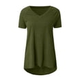 thumbnail image 3 of Lyinloo Women Fashion Plus Size Print V Neck Short Sleeved Long T-shirt Blouse Green XXXXL, 3 of 5