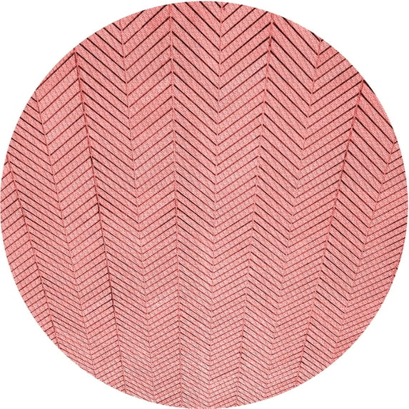Ahgly Company Machine Washable Indoor Round Transitional Grapefruit Red Area Rugs, 7' Round