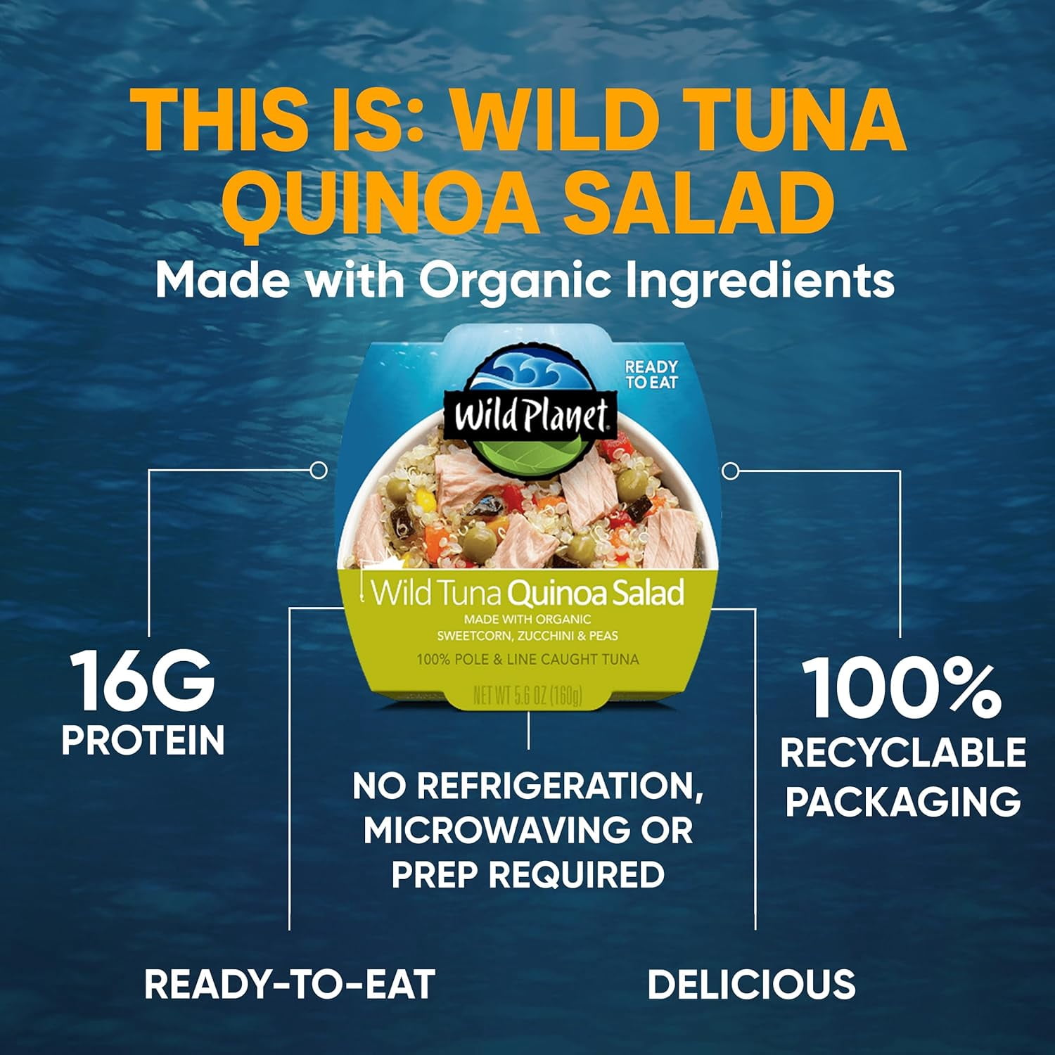 (Pack Of 9) Wild Planet Tuna Wild Quinoa Salad 5.6 Oz