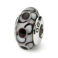 thumbnail image 1 of Fancy Bead White Sterling Silver Glass 13.64 mm 7.27 Reflections Black Hand-Blown Bead, 1 of 3
