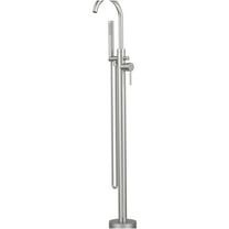 JERFIT Freestanding Bathtub Faucet with Hand Shower, Brushed Nickel Floor Mount Tub Filler, Single Handle High Flow 6 GPM, Solid Brass Core
