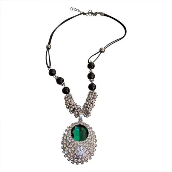 Luxury Designer Emerald Green High Quality Crystal Necklace Women Fashion Jewelry